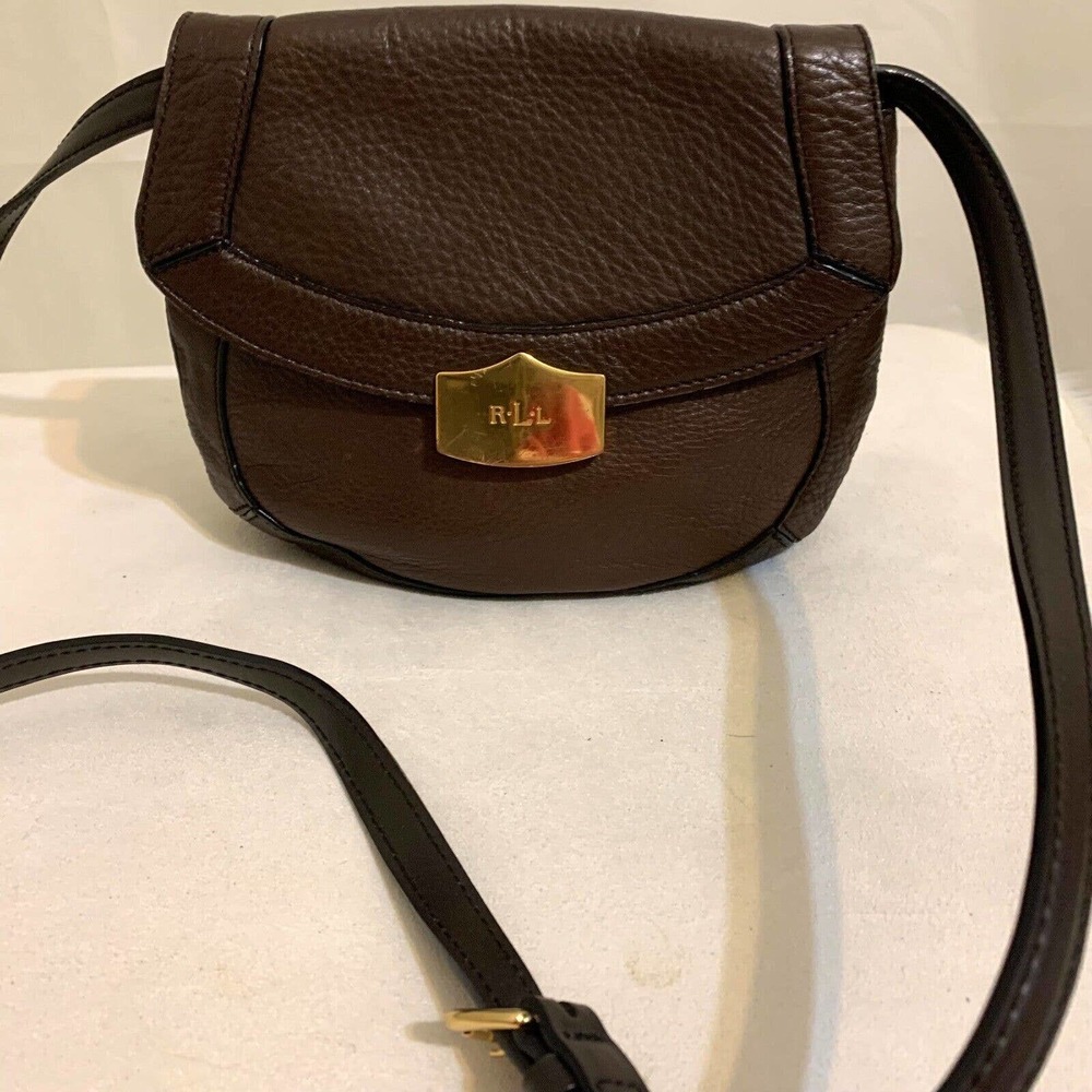 SOLD! POLO RALPH LAUREN Small Mahogany Brown Leather Vintage Flap XBody - Picture 13 of 16